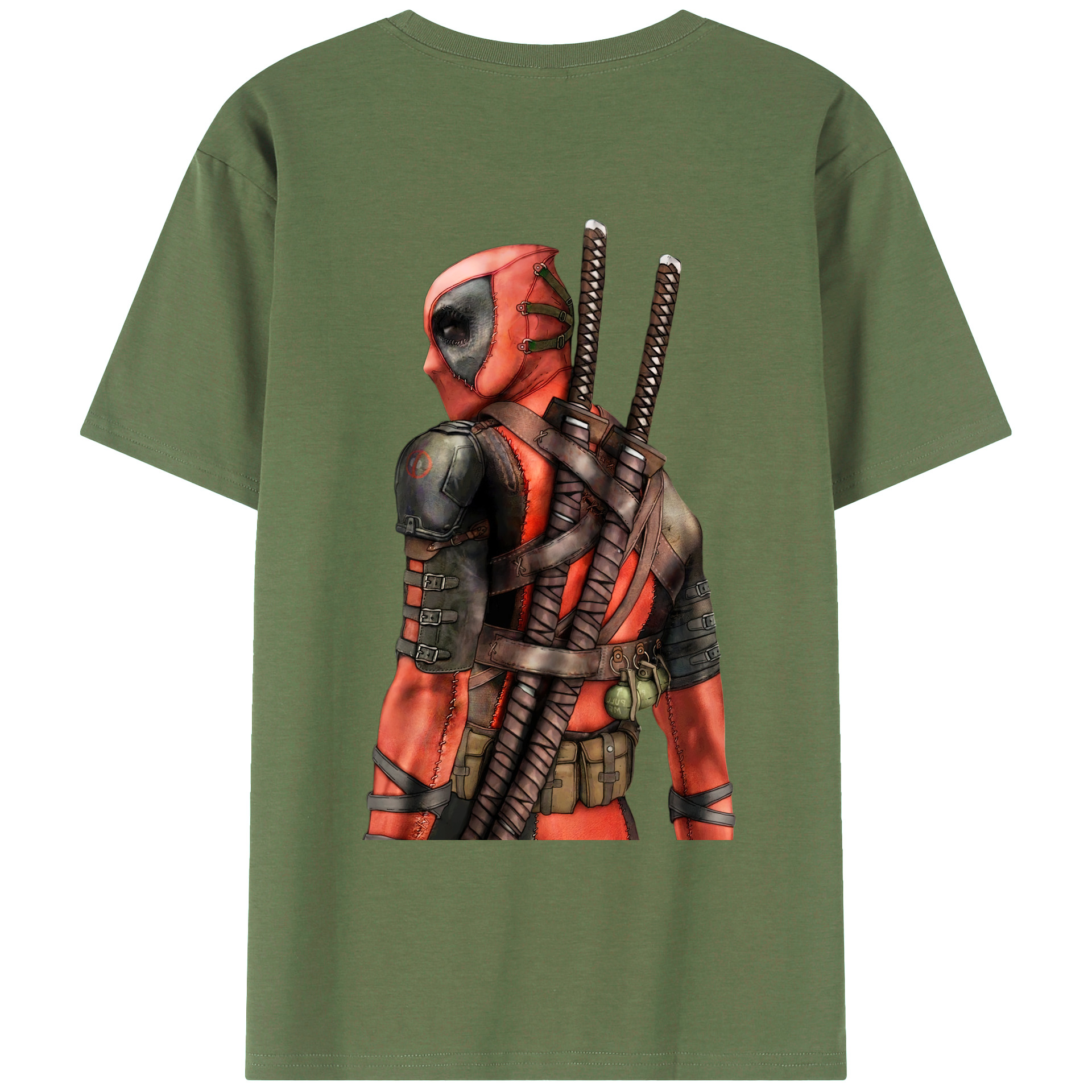（画像用） Deadpool デッドプール 綿100％ メンズ半袖Tシャツ（バックプリント） 通気性